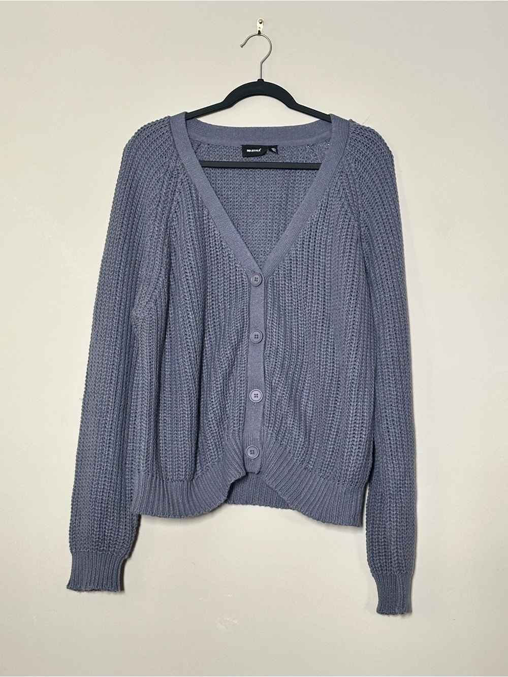 RD Style Cornflower Blue V-Neck Button Cardigan